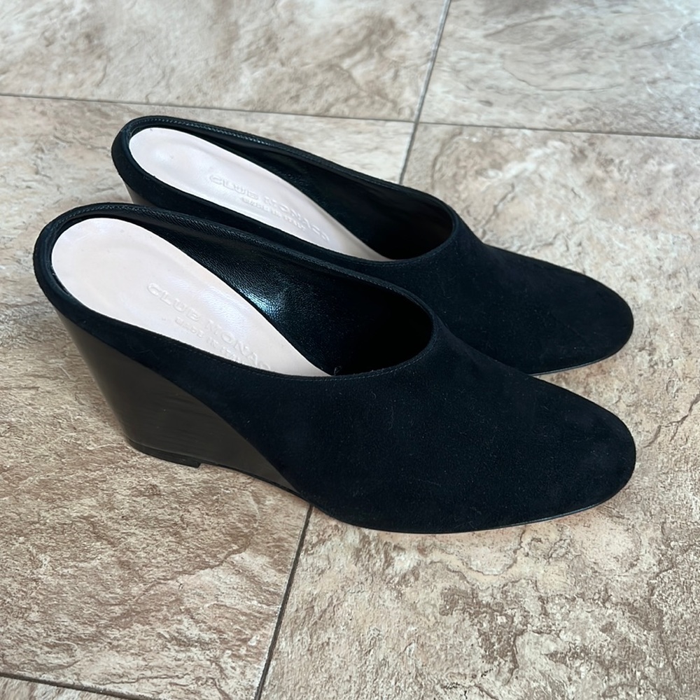 Club Monaco Black Suede Wedge Mule